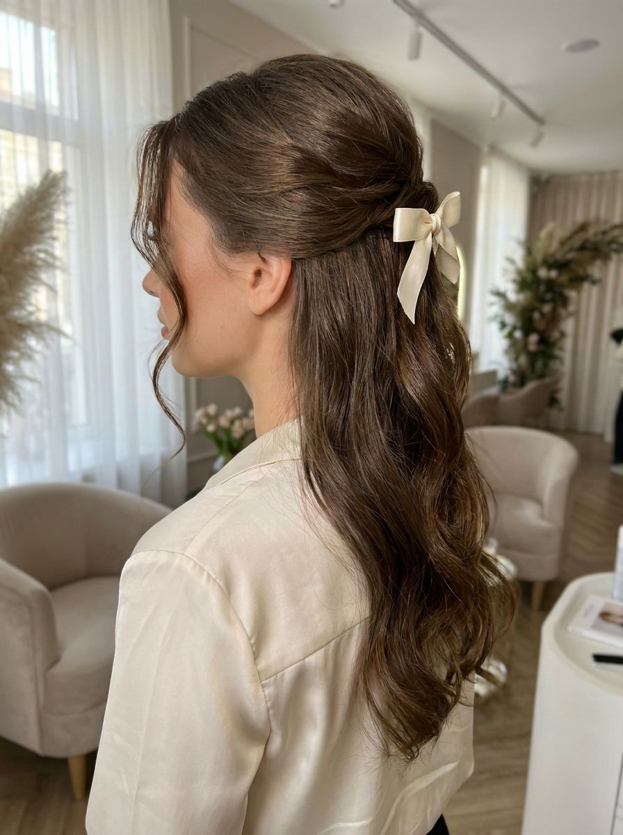 Half-Up mit kleiner Schleife - Frisuren zur Konfirmation